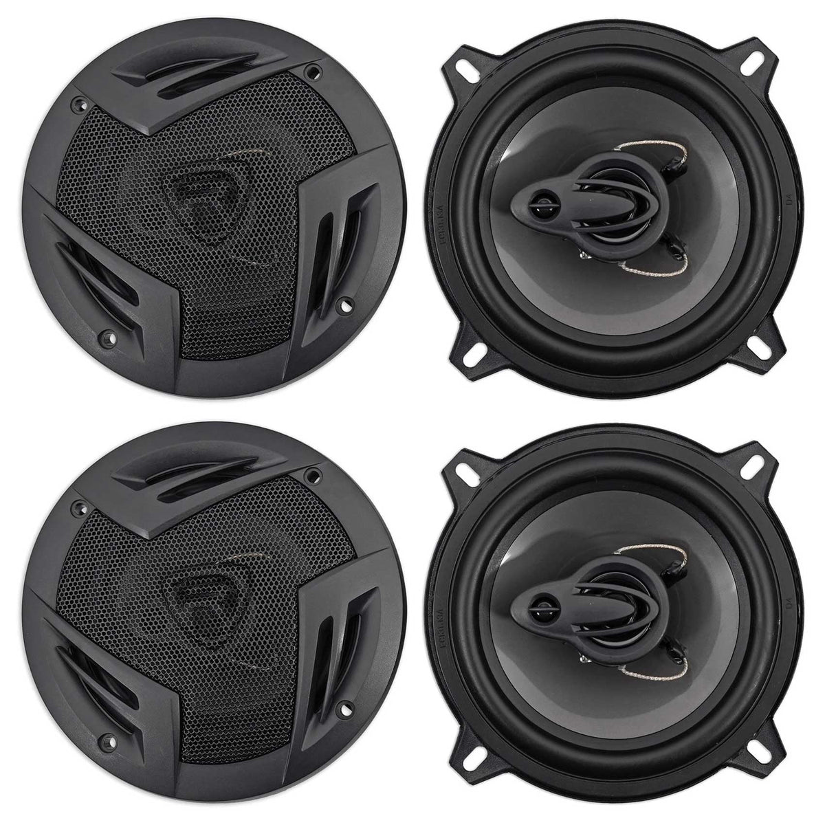 (4) Rockville RV5.3A 5.25" 3-Way Car Speakers 1200 Watts/200 Watts   Rated