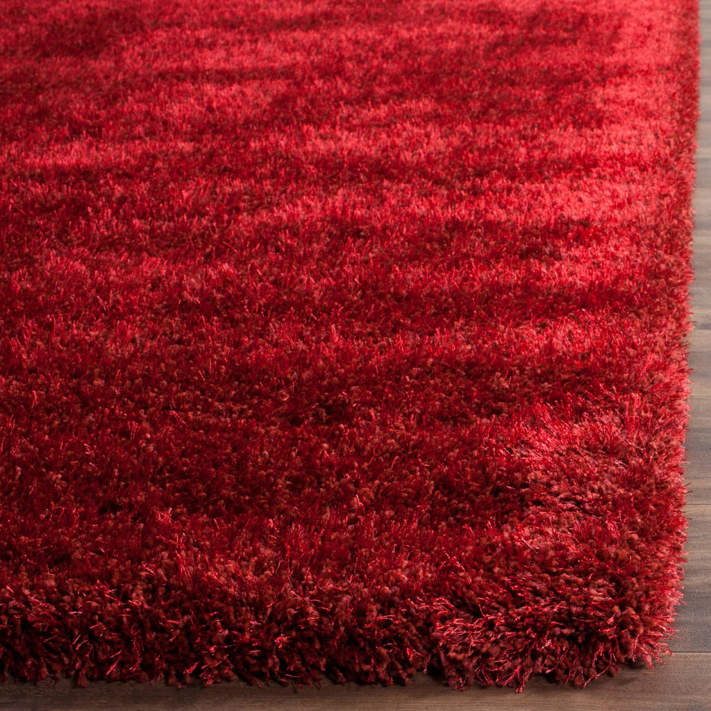 Charlotte Solid Plush Shag Area Rug, Red, 8' x 10'