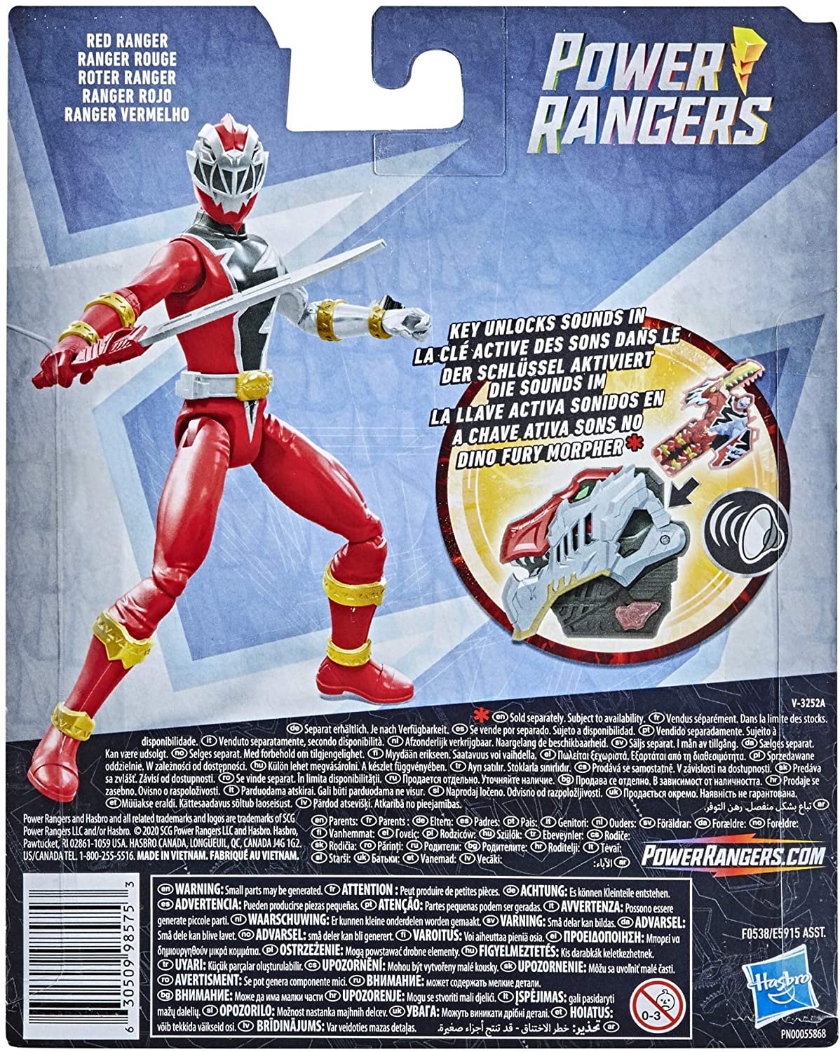 Power Rangers Dino Fury Red Ranger 6-Inch Action Figure Toy Inspired by  Show with Dino Fury Key and Dino-Themed Accessory for Ages 4 and Up