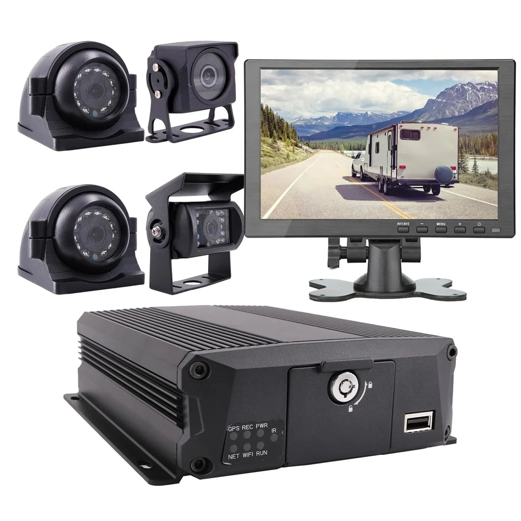 4 Channel H.264 2.0MP 1080P  Mobile Vehicle Car   Video Recorder Kit with Night Vision Waterproof Side Front Rear View Car Camera 10 inches Screen