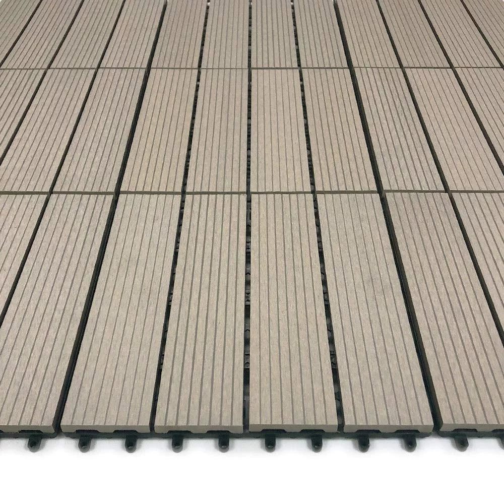 RevTime Easy  Wood-Plastic Deck Tiles 12" x 12" x 3/4”, Gray (9 Pcs)