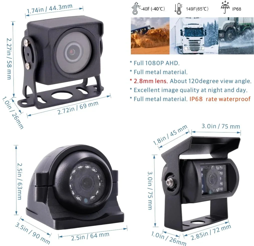 4 Channel H.264 2.0MP 1080P  Mobile Vehicle Car   Video Recorder Kit with Night Vision Waterproof Side Front Rear View Car Camera 10 inches Screen