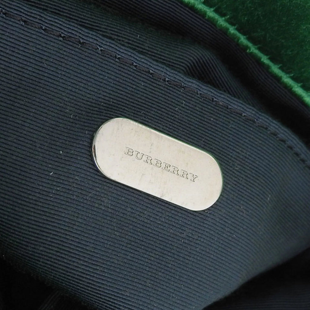 Pre-Owned Burberry  pin clutch bag viscose silk rhinestone bijou green (Like New)