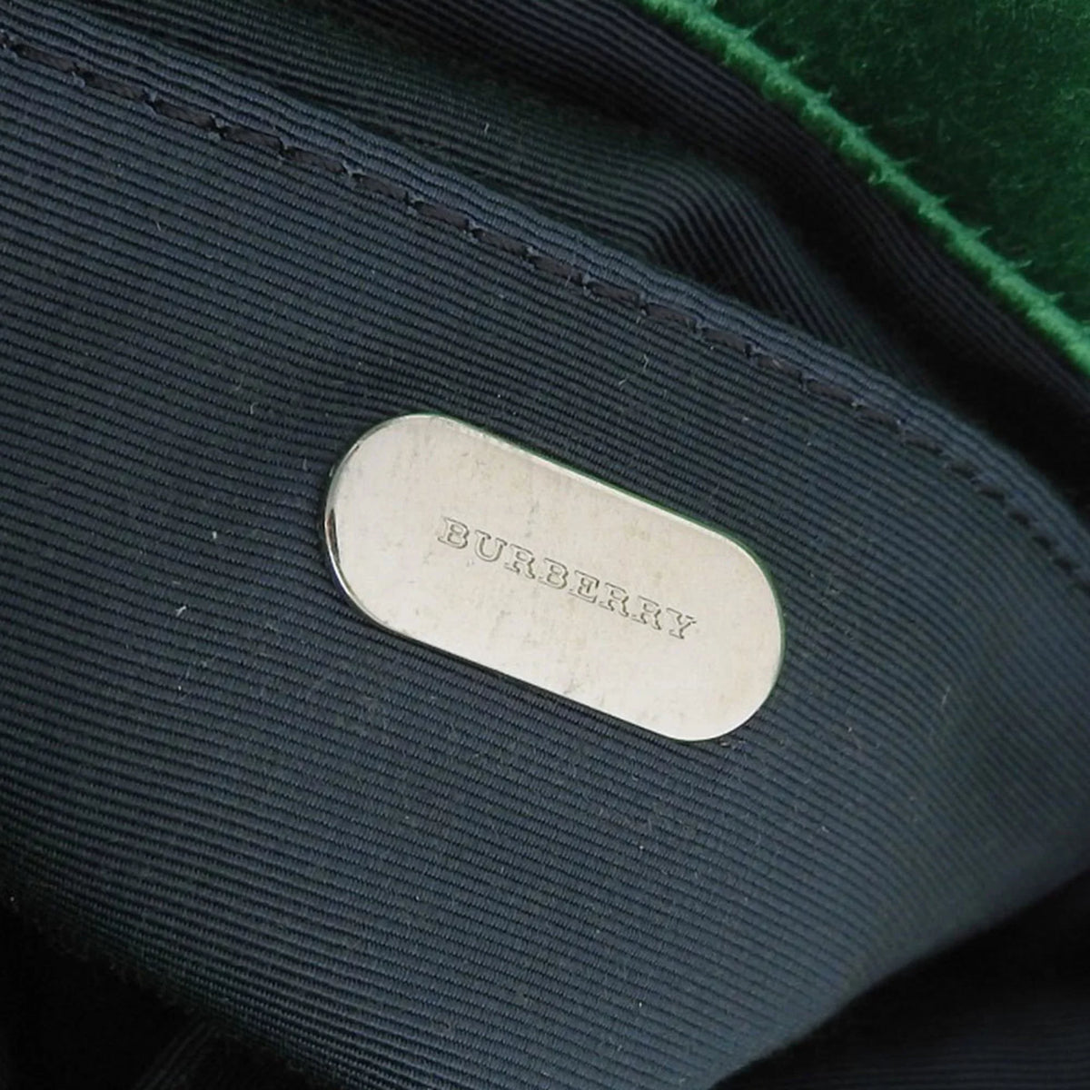 Pre-Owned Burberry  pin clutch bag viscose silk rhinestone bijou green (Like New)