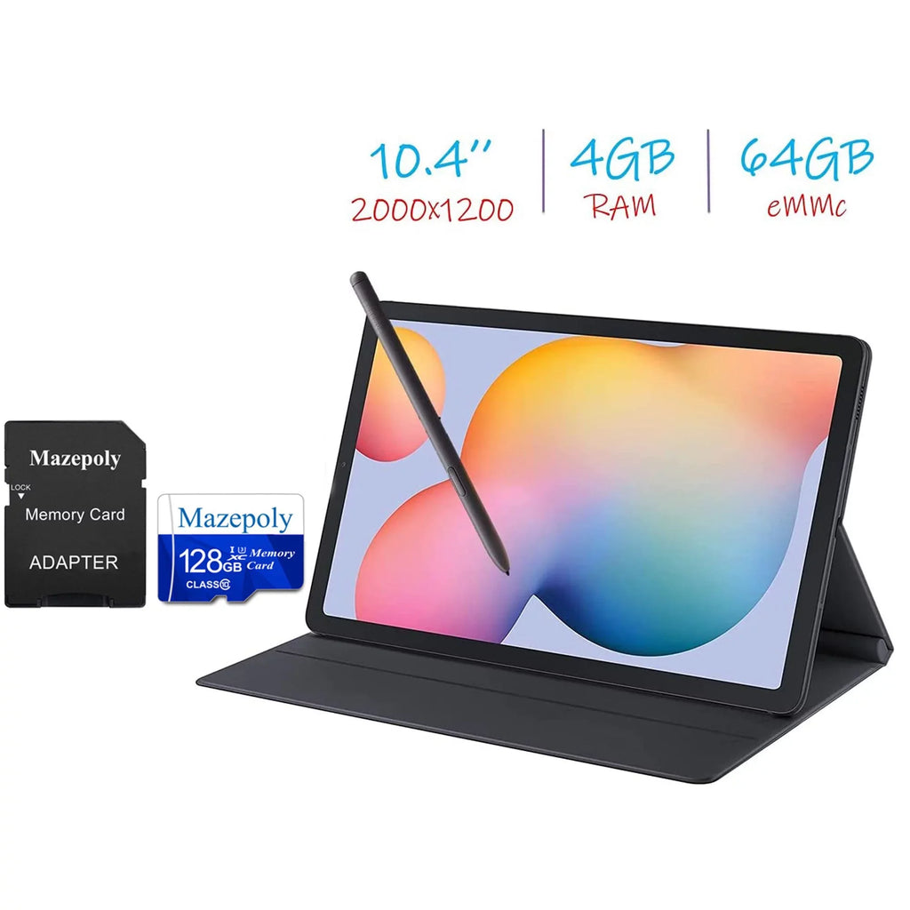 Samsung Galaxy Tab S6 Lite 10.4'' WiFi Tablet Bundle, 4GB , 64GB Storage, Bluetooth, Android 10, S Pen, Tablet Cover with Mazepoly Accessories
