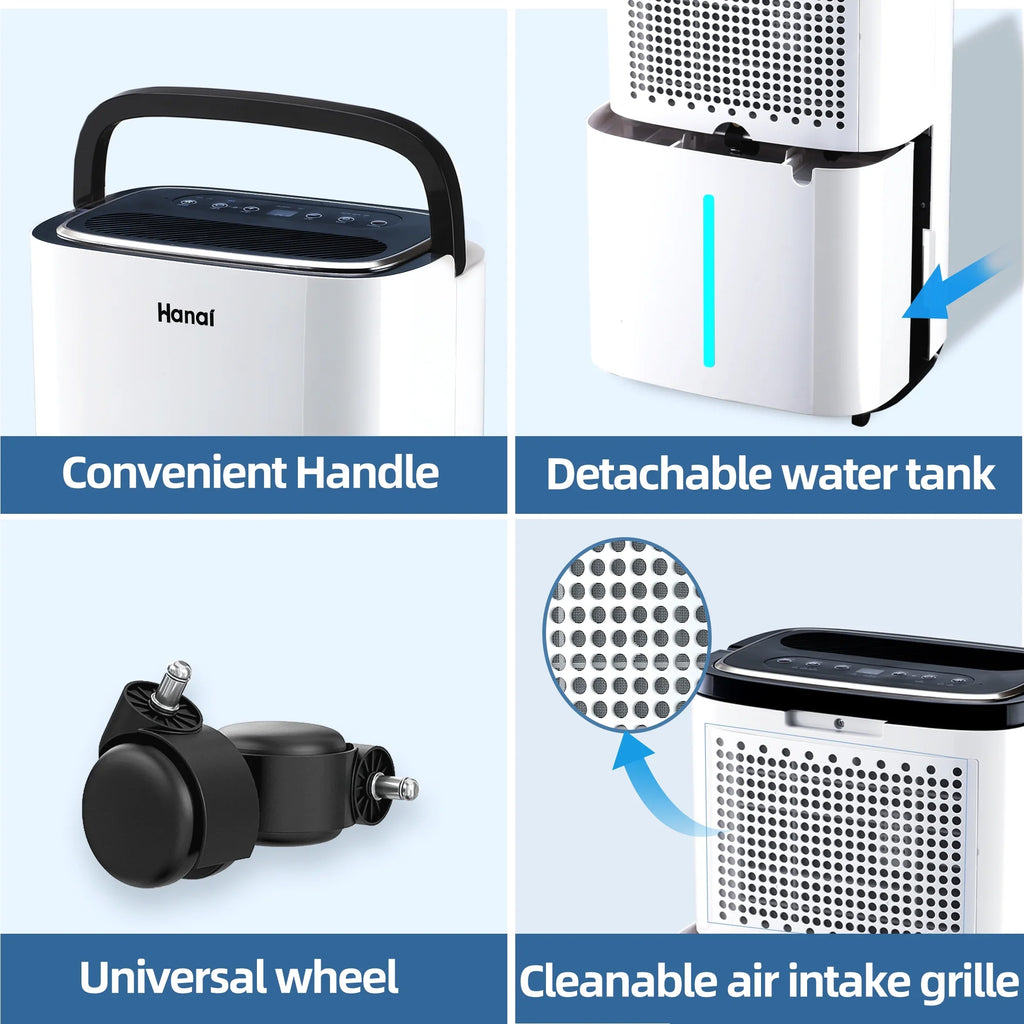 22 Pints Dehumidifier,1500 Sq.Ft,Protable Dehumidifier for Basement and Home with Drain Hose,Max Moisture Removal 30 Pints (95 "F, 95% ),White