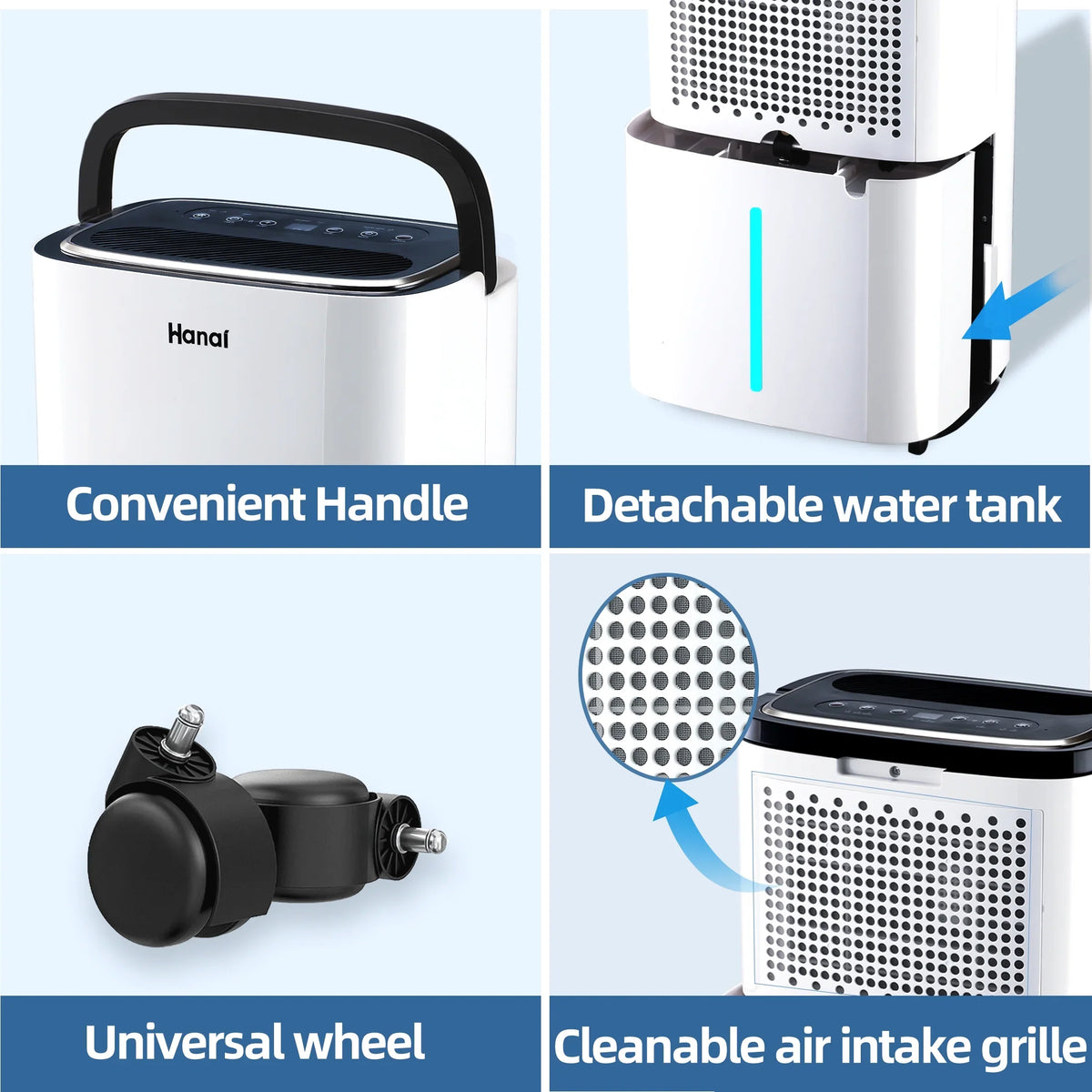 22 Pints Dehumidifier,1500 Sq.Ft,Protable Dehumidifier for Basement and Home with Drain Hose,Max Moisture Removal 30 Pints (95 "F, 95% ),White