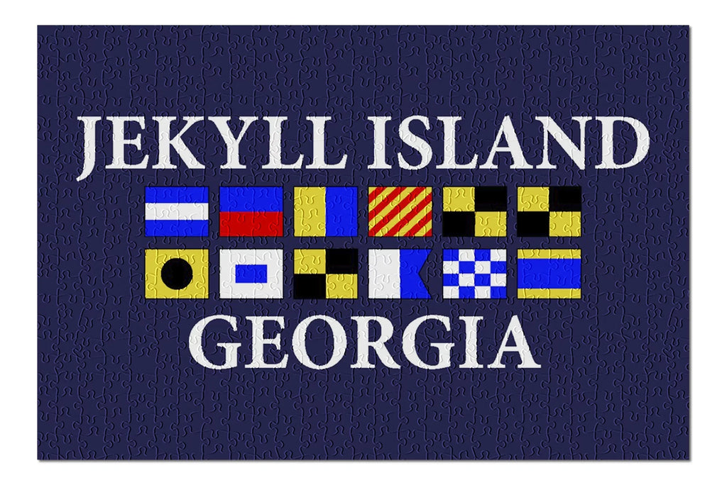 Jekyll Island, Georgia, Nautical Flags (19x27 inches, Premium 500 Piece Jigsaw Puzzle for Adults and Family, Made in )