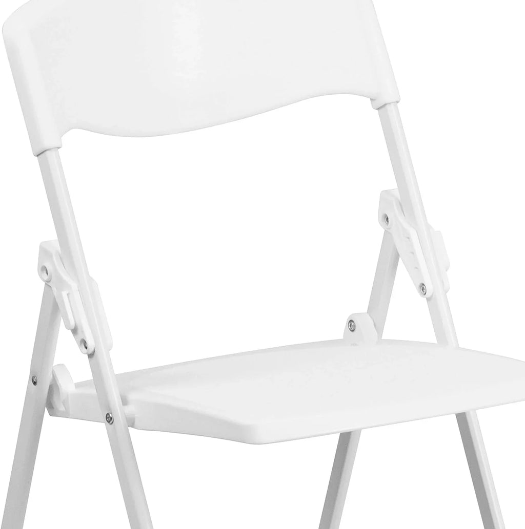 Series 500 Lb. Capacity Heavy Duty White Plastic Folding Chair With Built-In Ganging Brackets