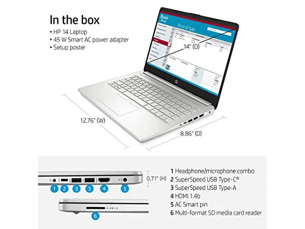 2023 Newest 14 Laptop, 14" Display, Intel Core i5 1135G7 Processor, 32GB , 1TB , Intel Iris Xe Graphics, Bluetooth, Webcam, , Windows 11 Home, Natural Silver