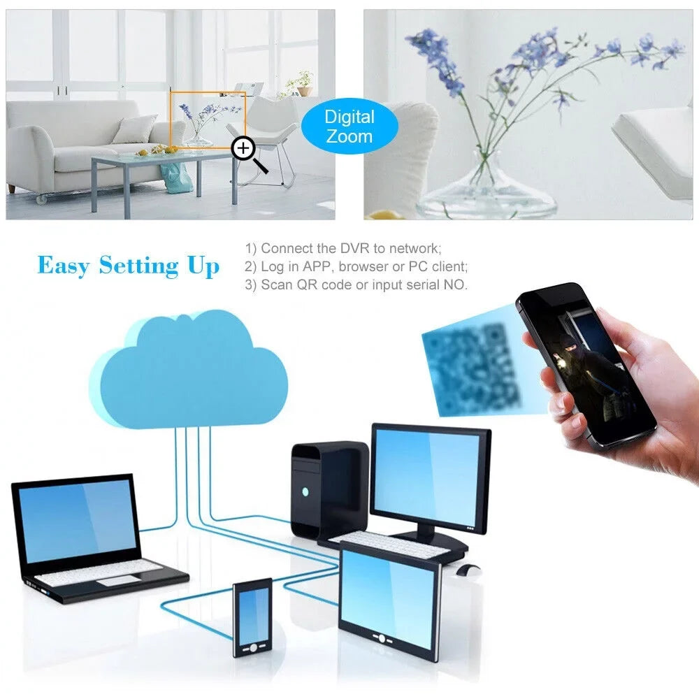 KKmoon 4CH 1080P Full   Video Recorder & 4 Camera Set - /Analog///   Digital Video Recording System with P2P Remote Phone for Home Office