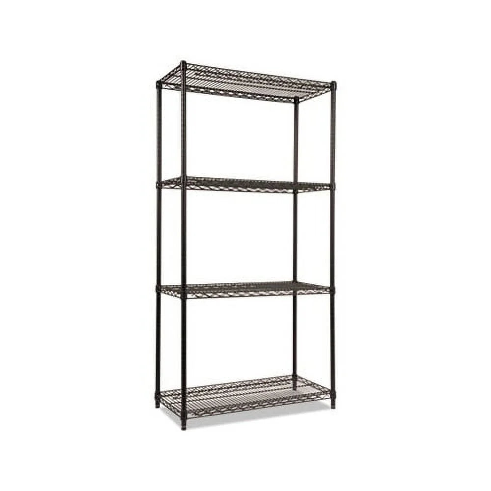 Certified Industrial 4-Shelf Wire Shelving Kit 36w x 18d x 72h, Black