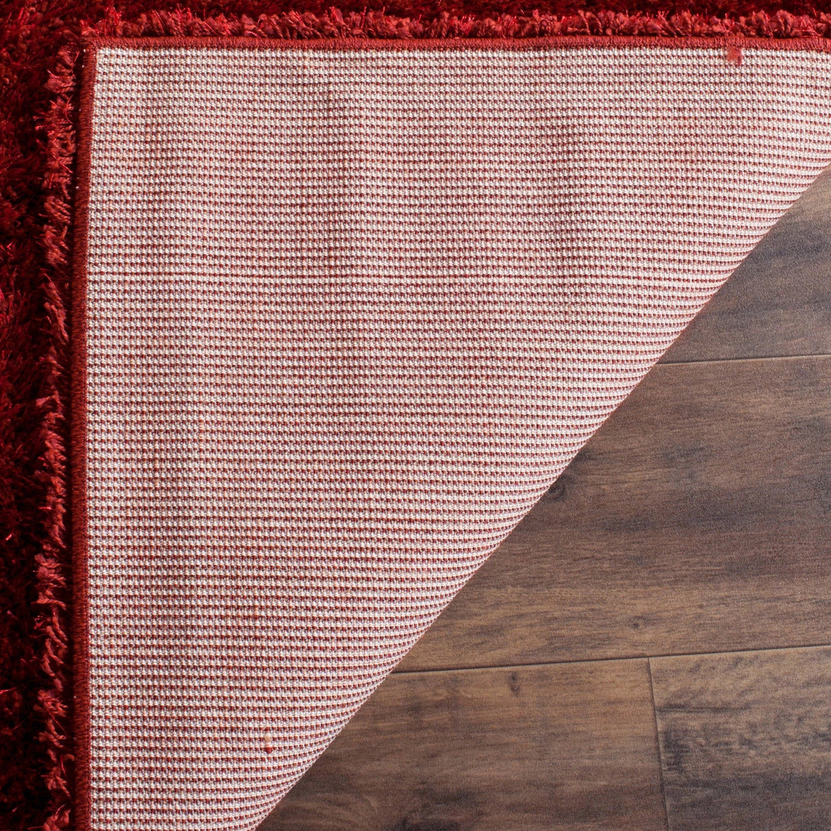 Charlotte Solid Plush Shag Area Rug, Red, 8' x 10'