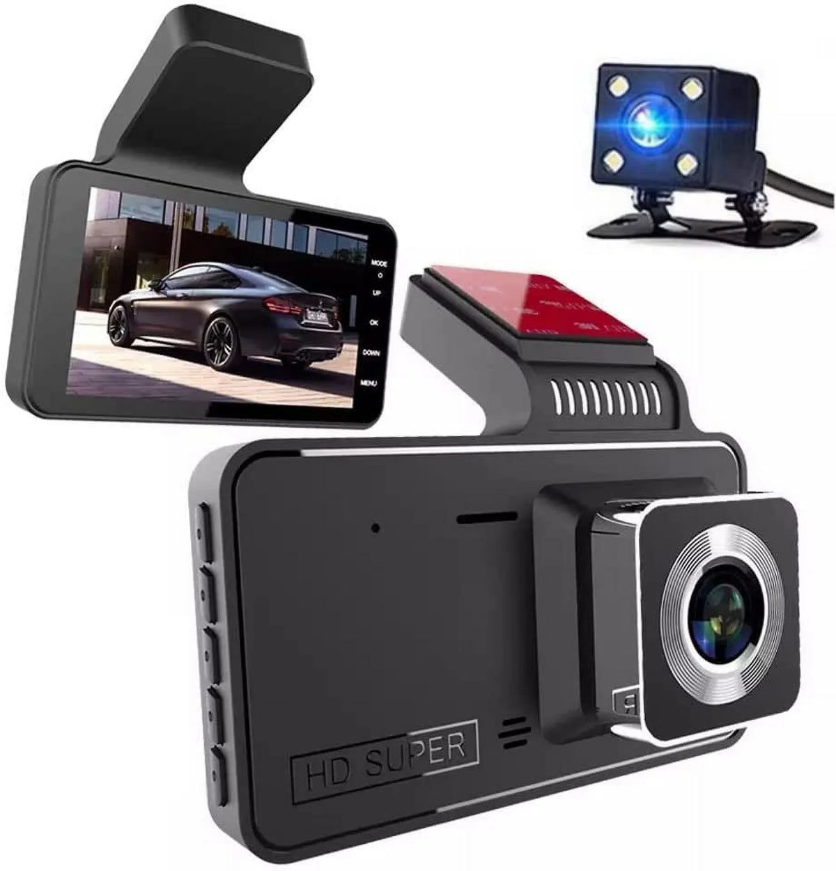 Bileeko Car  4" 1080P Dual Lens Dash Cam Video Recorder Camera for Car Pickup Truck   Van