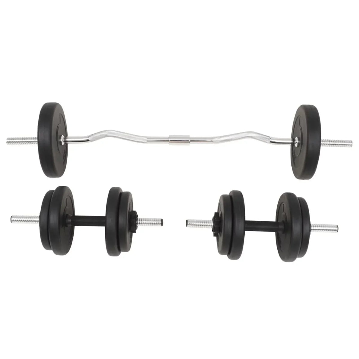 moobody Barbell and Dumbbell Set Weight Plates with Bars 66.1 lb for Strength Training, Weightlifting, Bodybuilding, Fitness, Home Gym