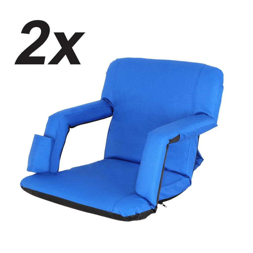 Durable Water-resistant Stadium Seat with Cup Holder 10 Tiltable Positions - Blue