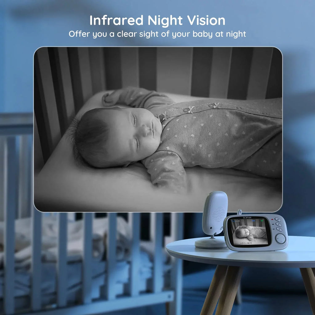 Baby Monitor with Camera and Audio, No WiFi,  Mode, Night Vision, 3.2''  Screen, Two-Way Audio, Baby Camera