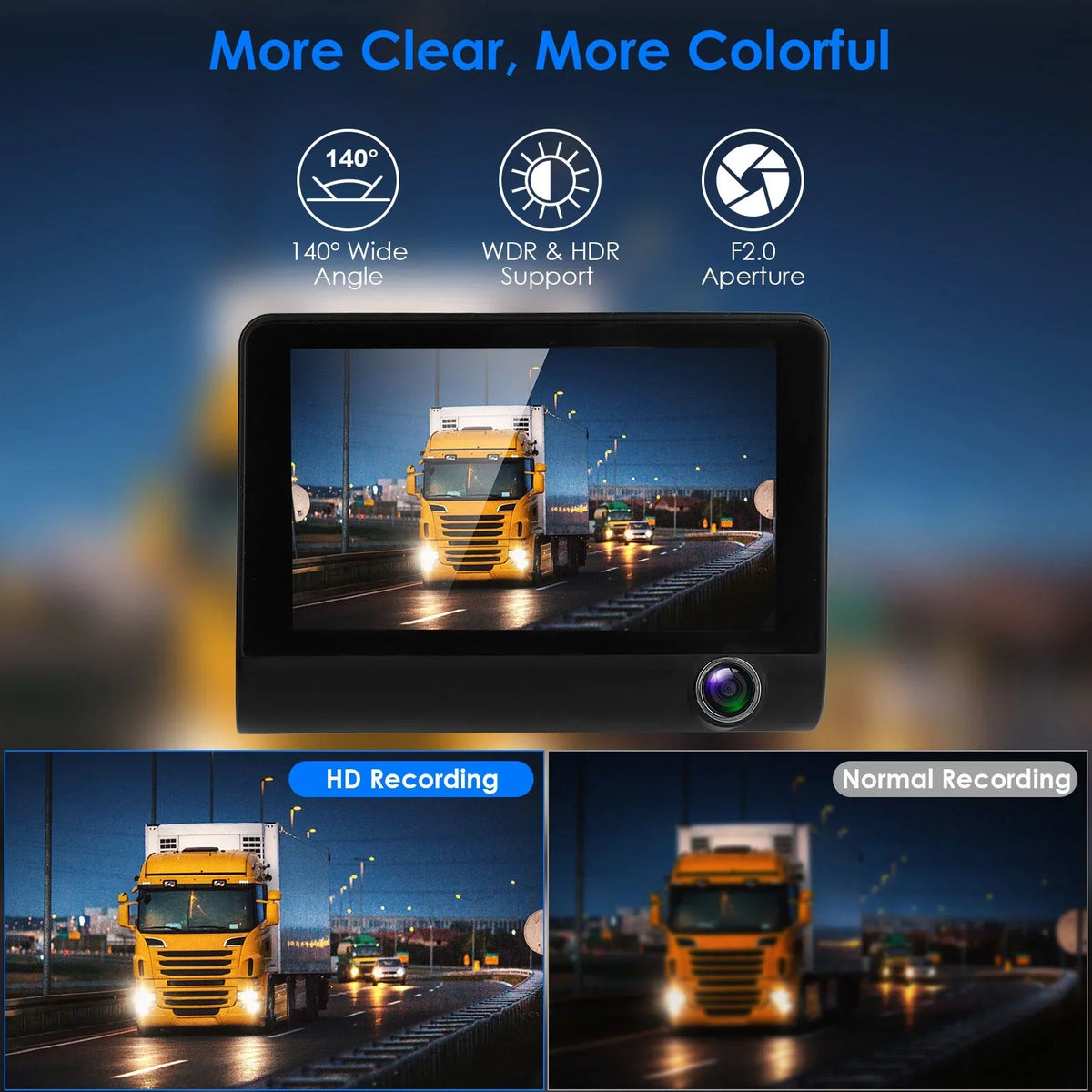 iMounTEK Dash Cam for Cars, 1296P Full  Dash Camera with 4inch  Display, 3 Channel Dash Cam with Night Vision, Driving Recorder
