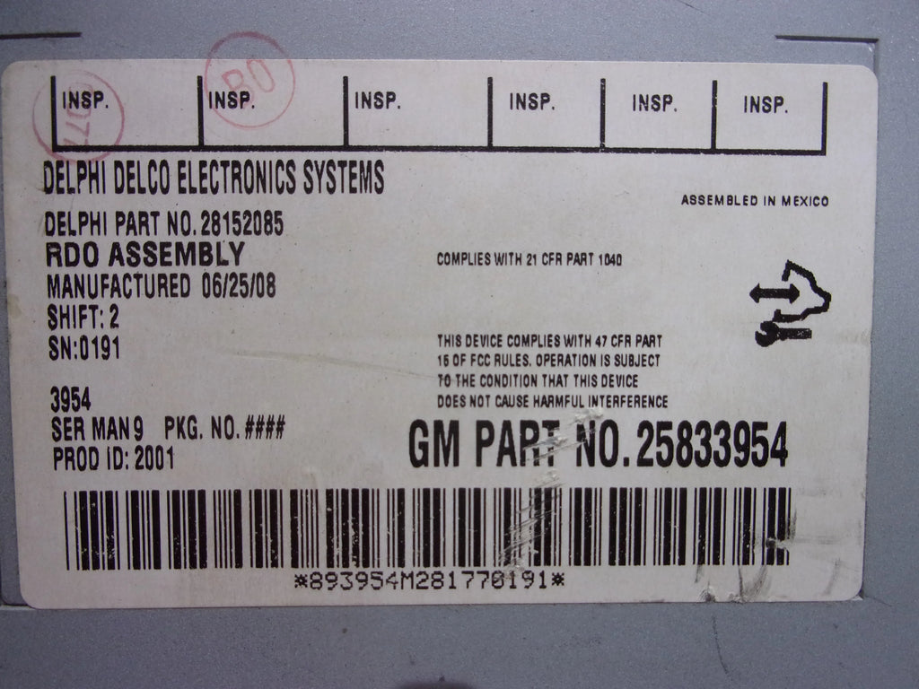 Pre-Owned 2009 Saturn Aura Radio Receiver  Player  25833954  (Good)