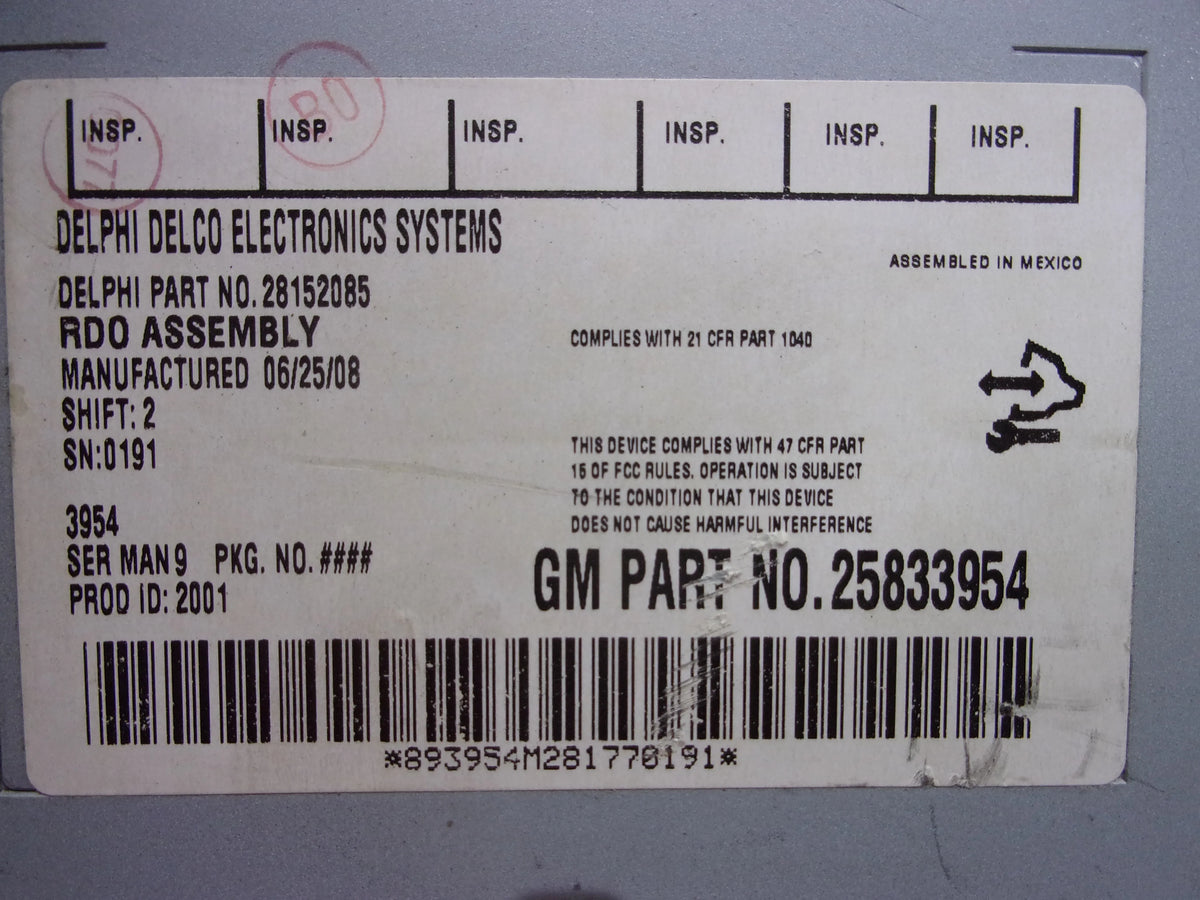 Pre-Owned 2009 Saturn Aura Radio Receiver  Player  25833954  (Good)