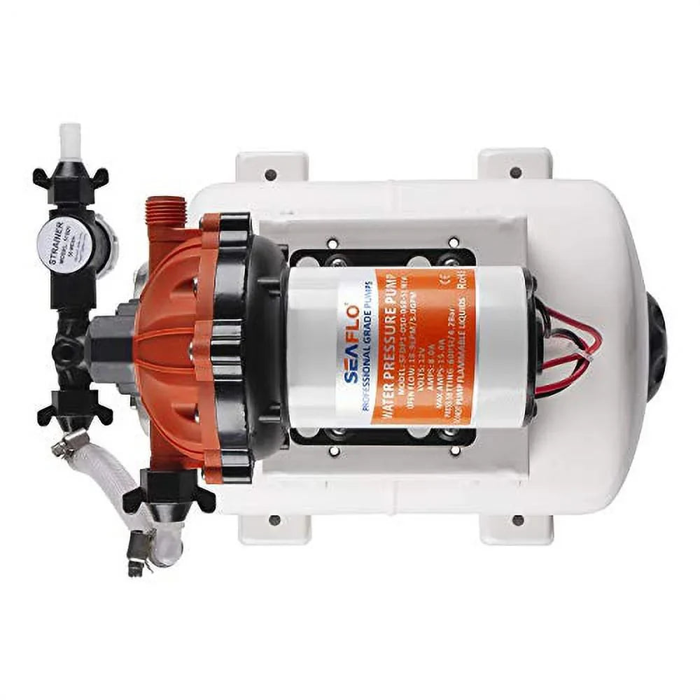 Water Pump and Accumulator Tank System - 12V, 5.5 , 60 , 2 Gallon Tan