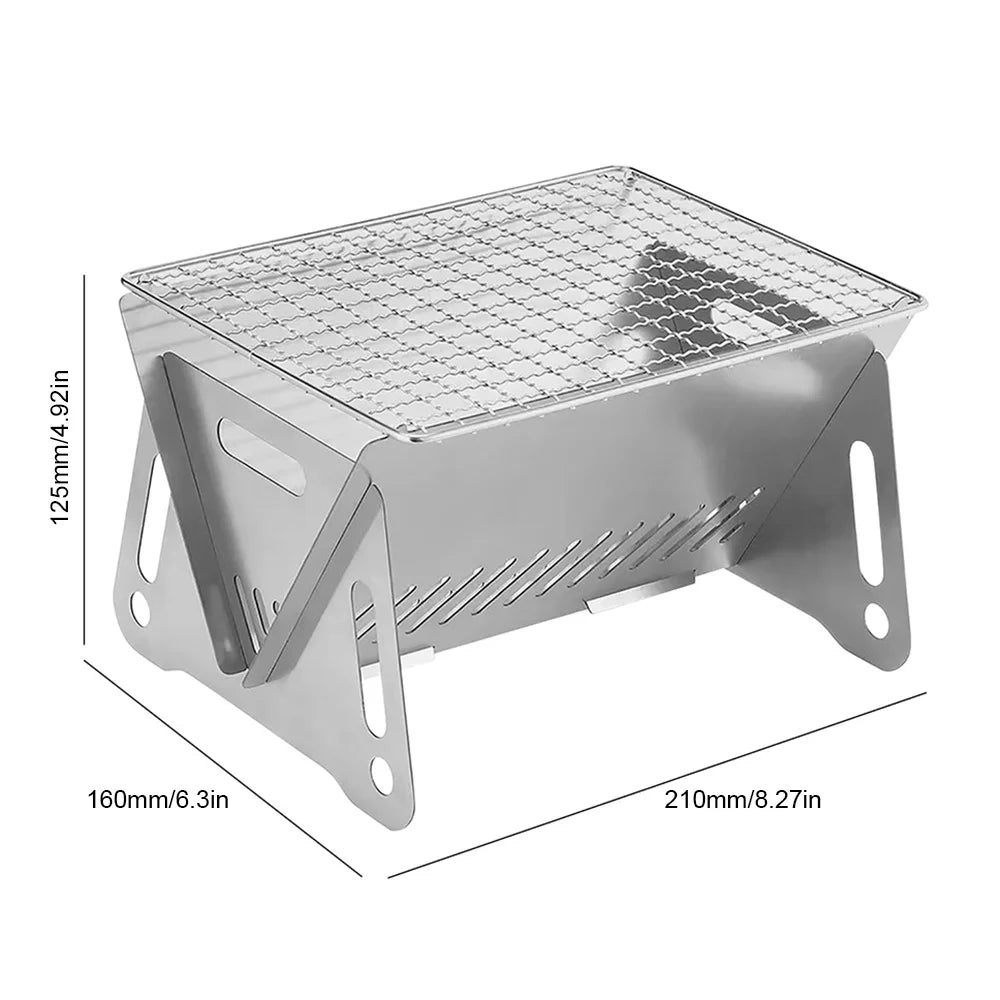 occkic Folding Charcoal Grill Portable Barbecue Grill Stainless Steel Mini  Grill for Outdoor Cooking Camping Picnic