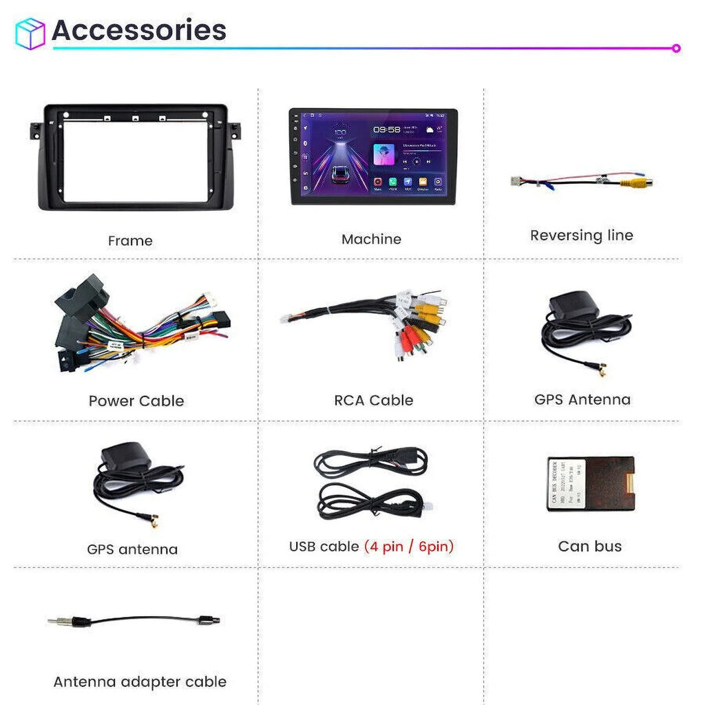 Android 12 Car Radio Stereo for  E46 M3 9 inch Touch Screen 2+32GB   Apple Carplay Android Auto     Bluetooth