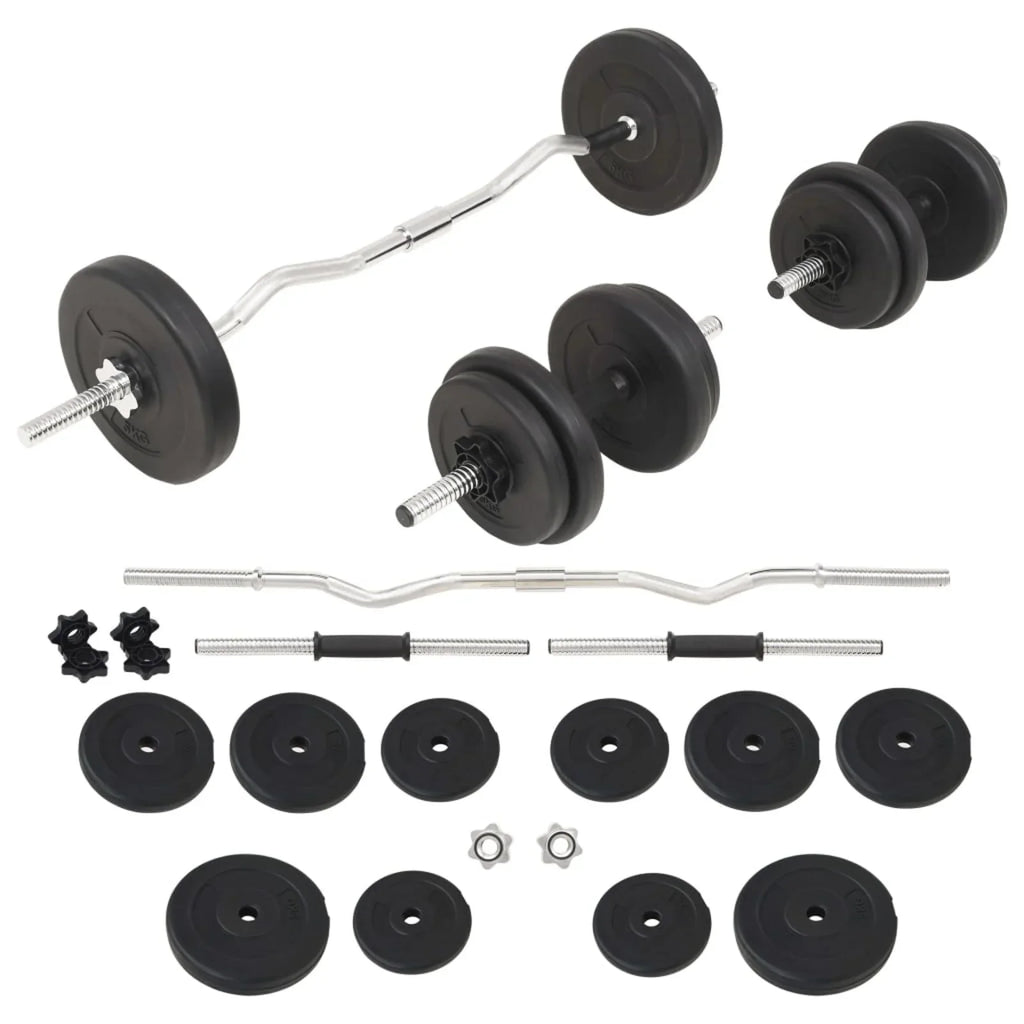 moobody Barbell and Dumbbell Set Weight Plates with Bars 66.1 lb for Strength Training, Weightlifting, Bodybuilding, Fitness, Home Gym