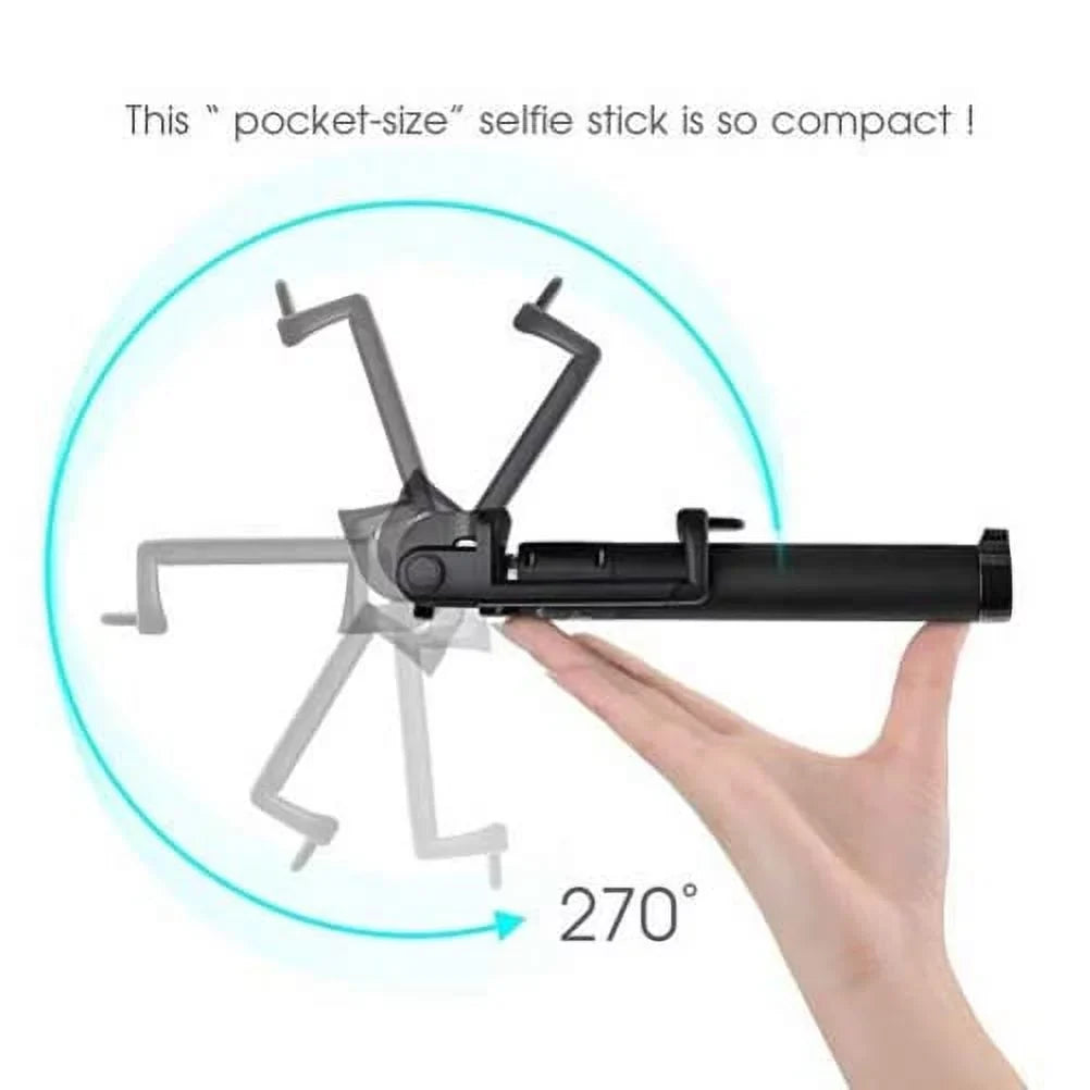 Compact Monopod Selfie Stick for Samsung Galaxy Sol S9+ S9, S8+, S8 active, S7 Edge Active S6 Edge+ Edge, Active S5 Sport (-G860P) Mini, Active, Prevail  On5 Note8 Note Edge 5 4 3
