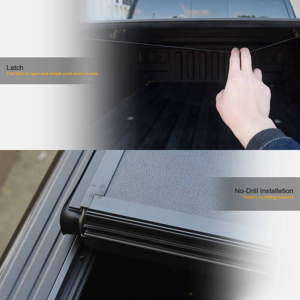 Stehlen 642167822394 Low Profile Hard Aluminum Tri-Fold Tonneau Cover - Matte Black For Ram 1500 2019-2022 5.7 Feet ( 68.4" ) Short Bed New Body Style