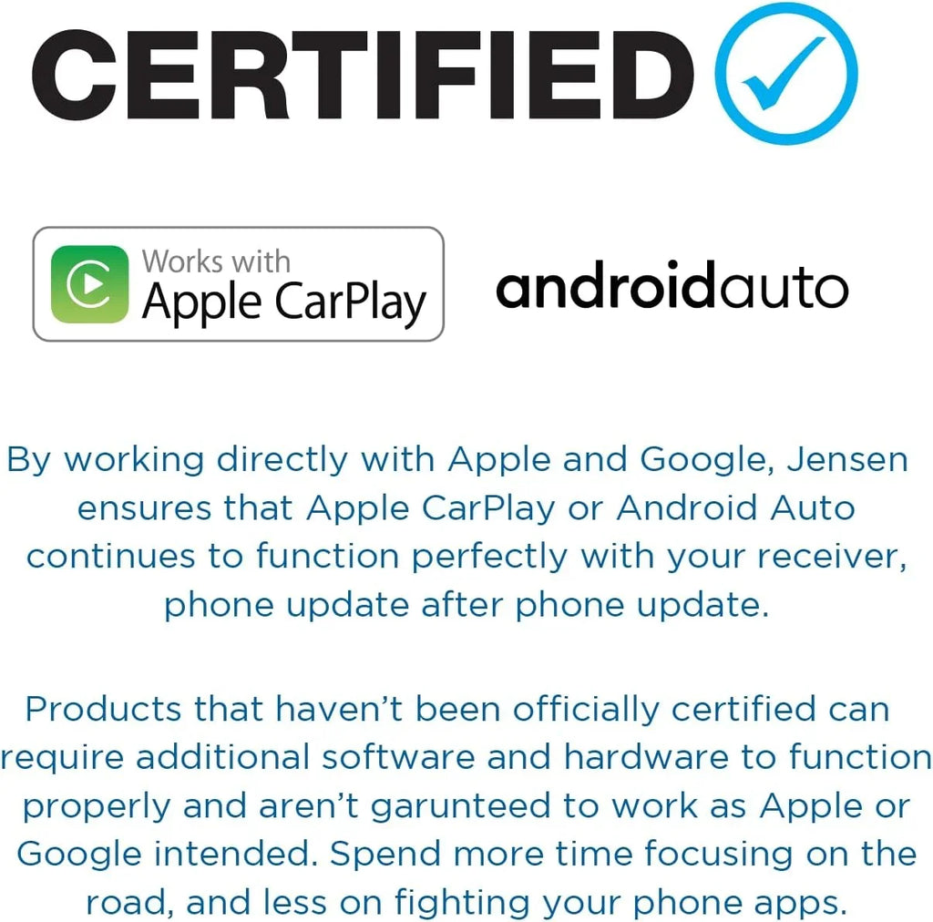 Jensen J3CA7W 7-inch Certified Apple CarPlay Android Auto, Wired or Wireless, Double  Car Stereo Radio, New