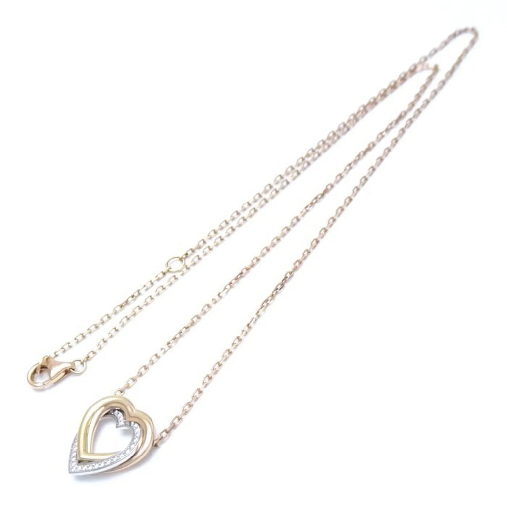 Pre-Owned  Trinity Heart Necklace Diamond B7061200 K18 Three-Color Gold 291637 (Like New)