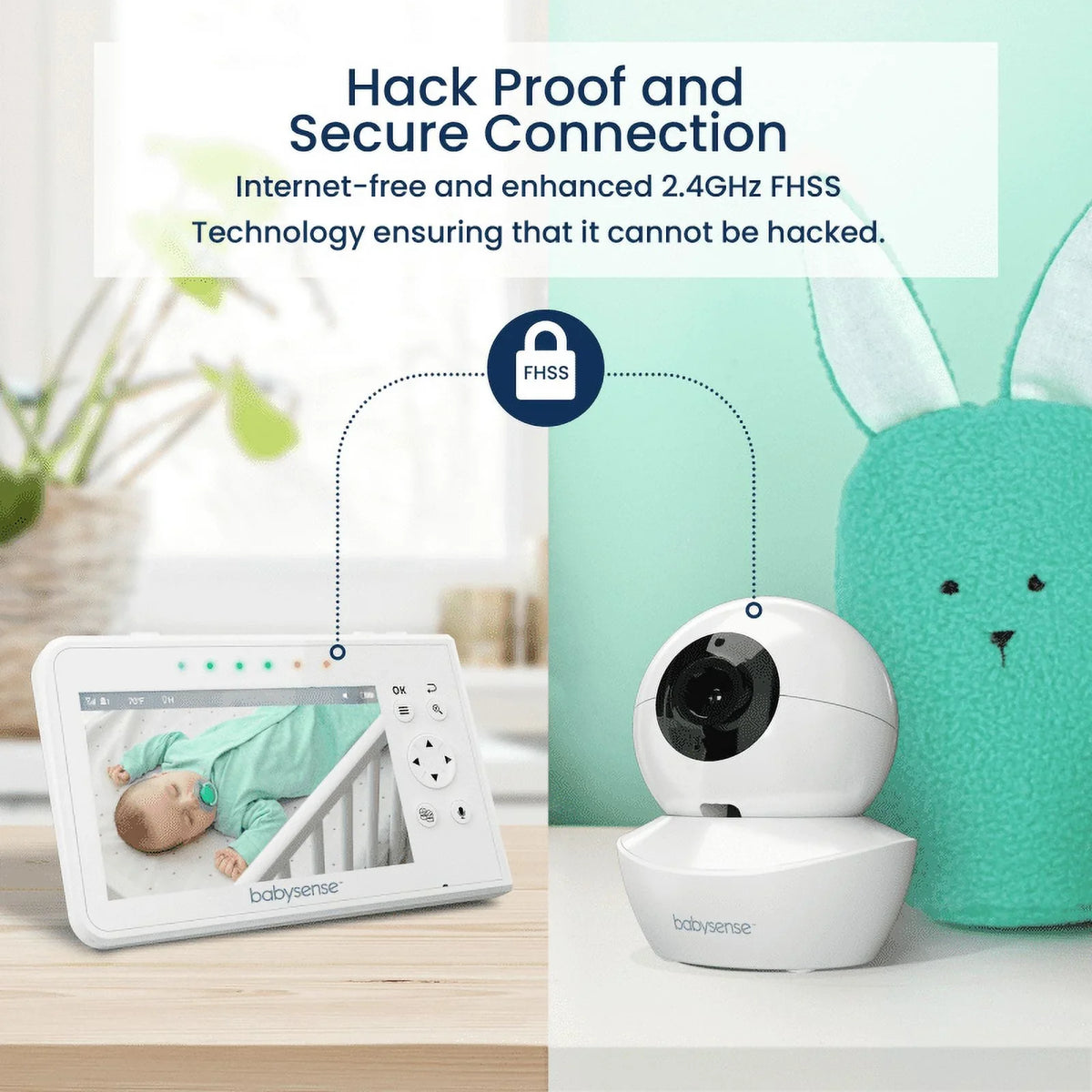 Babysense Split Screen Video Baby Monitor, 4.3" Display with 2  Cameras, Long Range, Night Light & Vision, Two-Way Talk, V43