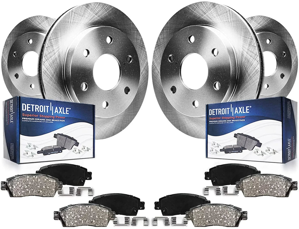 Detroit Axle - Brake Kit for Chevy Trailblazer Buick Rainier  Envoy Isuzu Ascender Bravada Disc Brakes Rotors Ceramic Brakes Pads Replacement: 12" Front Rotor and 12.8" Rear Rotor