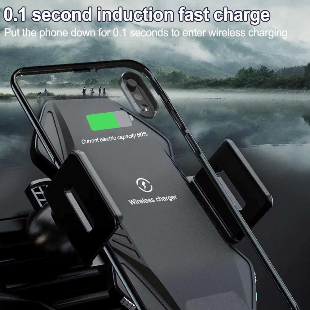 Wireless Car Charger, Saoqi 10W Smart Sensor Auto Clamping Air Vent Dashboard Windshield Car Phone Holder Mount, Compatible for iPhone, Samsung, Google, , etc