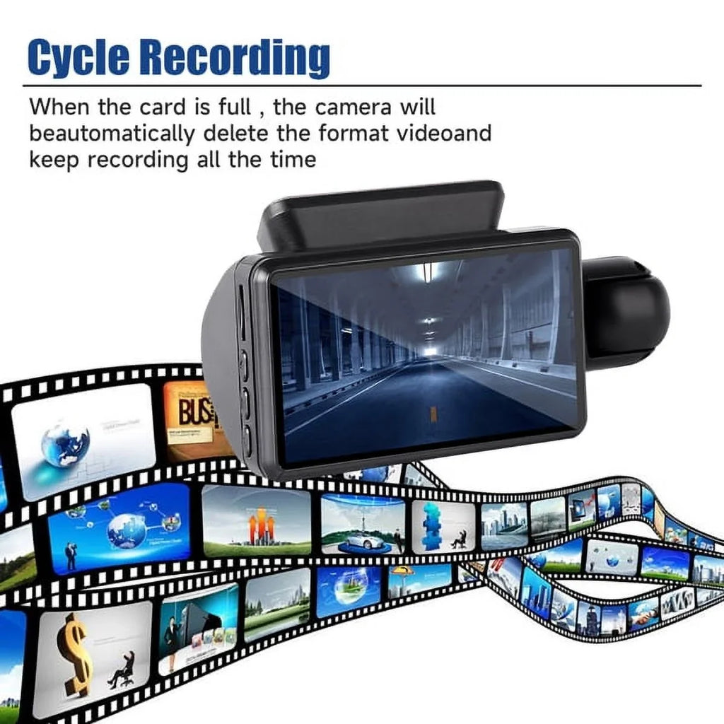 1080P Dash Cam Night Vision Dash Camera Front and Rear 170° Wide Angle Loop Recording
