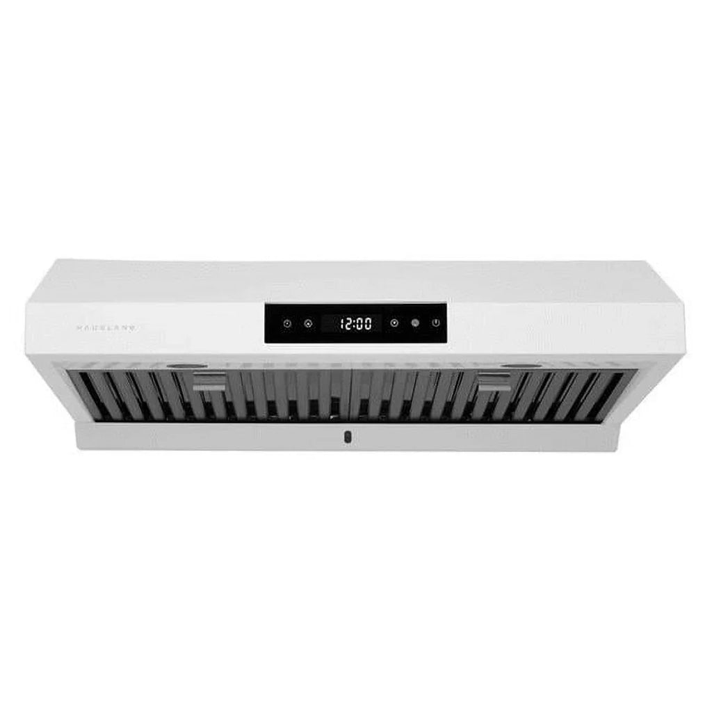 Hauslane | Chef Series | PS18 30" Under Cabinet Range Hood, Stainless Steel Contemporary Modern Design 860 , Touch Screen w/Digital Clock, Dishwasher Safe Baffle Filters,  Lamps, 3-Way Venting