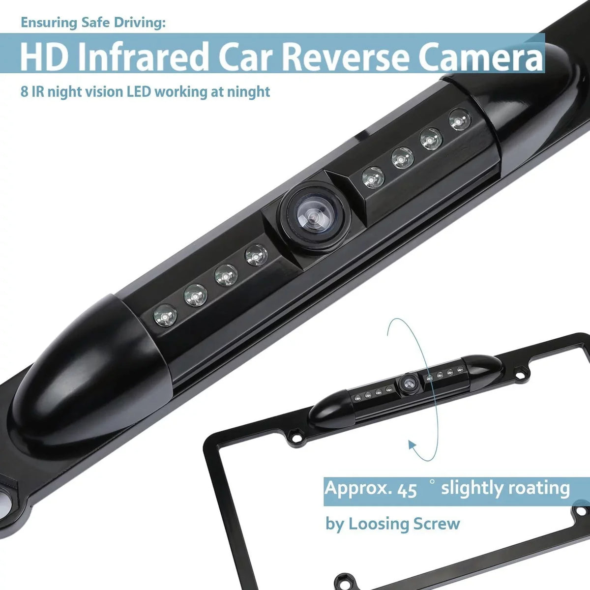 CAM108 Backup Camera License Plate  Night Vision Rear View 170° Angle Waterproof Compatible with Pioneer Car Radio -100BT -WT8600NEX -160BT DMH1770NEX -120BT -210EX -2550NEX