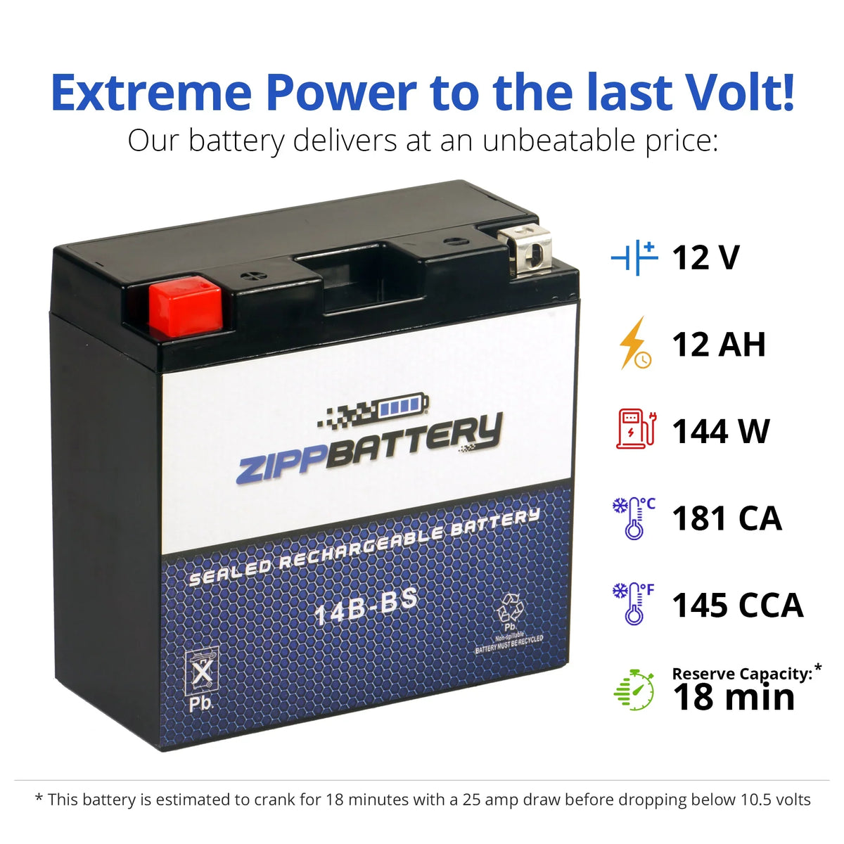 Zipp Battery YT14B- (14B- 12 Volt,12 Ah, 135 ) Motorcycle Battery for Hyosungmotors 650cc Gv650 Se 2009
