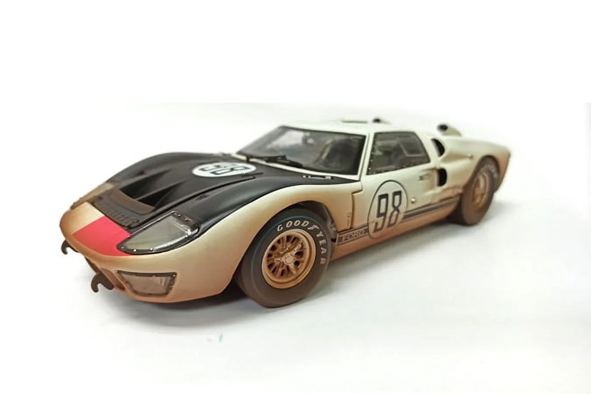 Diecast Car w/Display Case - 1966 Ford -40   #98 After Race (Dirty Version), White - Shelby Collectibles SC432W - 1/18 scale Diecast Model Toy Car