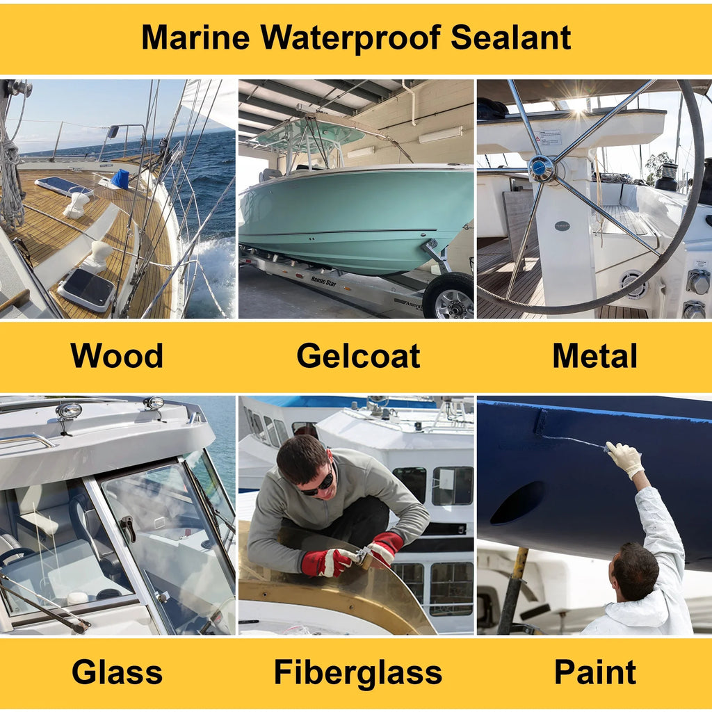 Waterproof Polyurethane Glue 16 oz. Bottle Marine Glue For Boats and RVs Natural  Adhesive for Above and Below the Waterline (1 Pack)