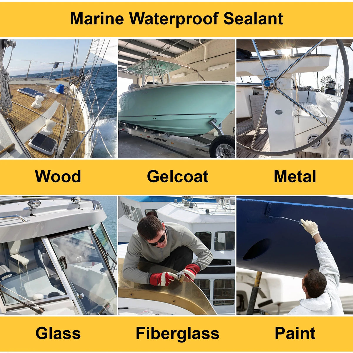 Waterproof Polyurethane Glue 16 oz. Bottle Marine Glue For Boats and RVs Natural  Adhesive for Above and Below the Waterline (1 Pack)