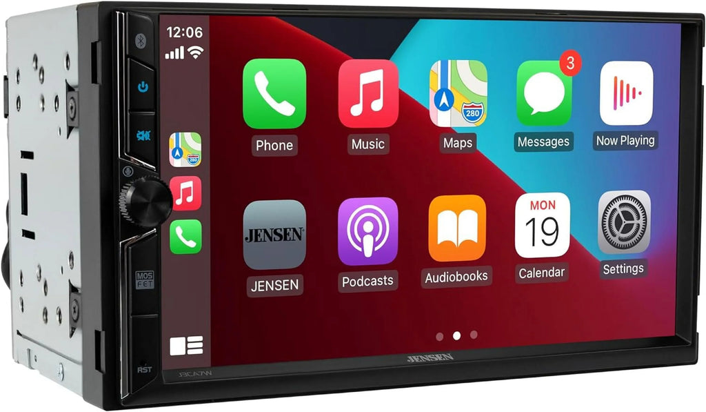 Jensen J3CA7W 7-inch Certified Apple CarPlay Android Auto, Wired or Wireless, Double  Car Stereo Radio, New