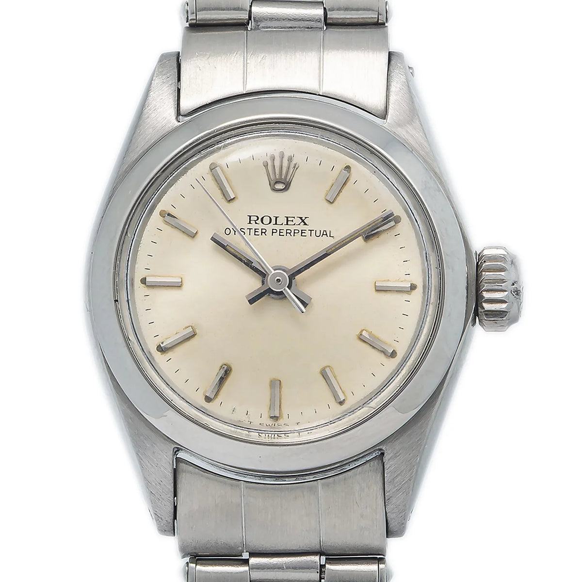 Rolex Oyster Perpetual 6618 Automatic Stainless Silver Dial Ladies Watch 24mm