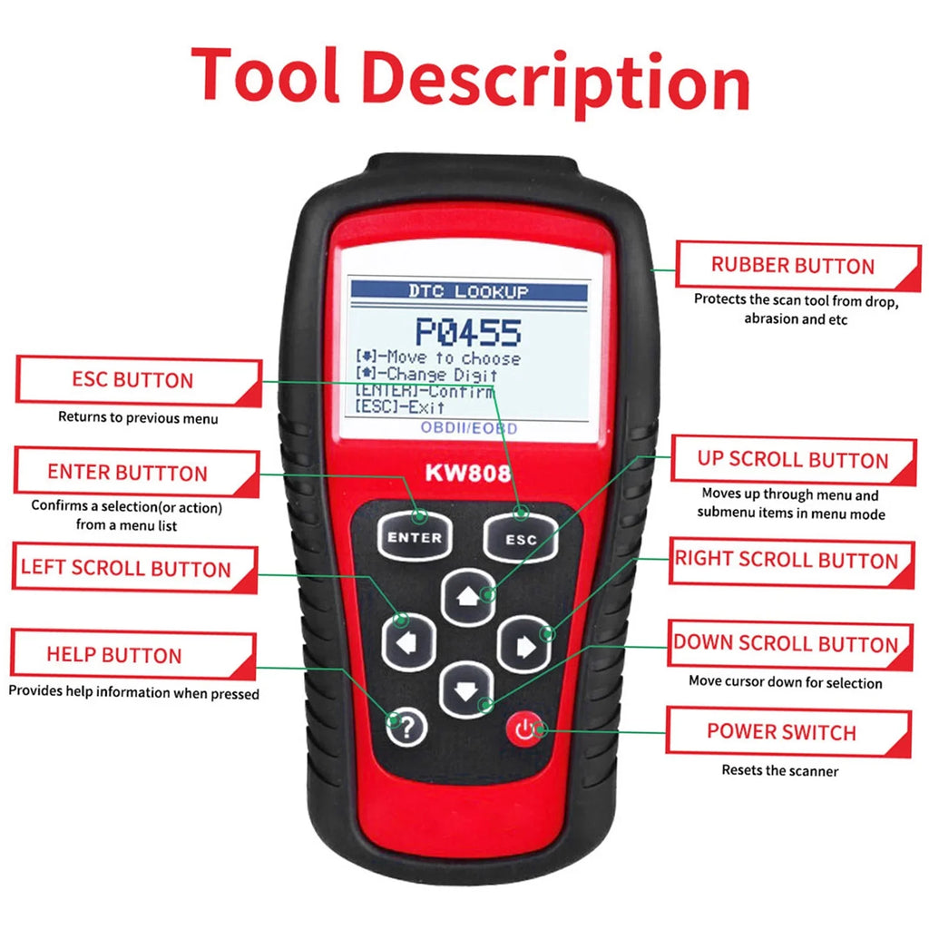 Detection Scanner,Decoder Kw808 Cars Code And / Eobd Code And Auto Kw808 Owsoo Kw808 Scanner Eryue Obdii/eobd Owsoo Kw808 Specific Kw808 Specific Codes