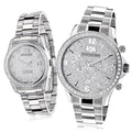 His and Hers Watches: Stainless Steel Diamond Watch Set 3.5ct
