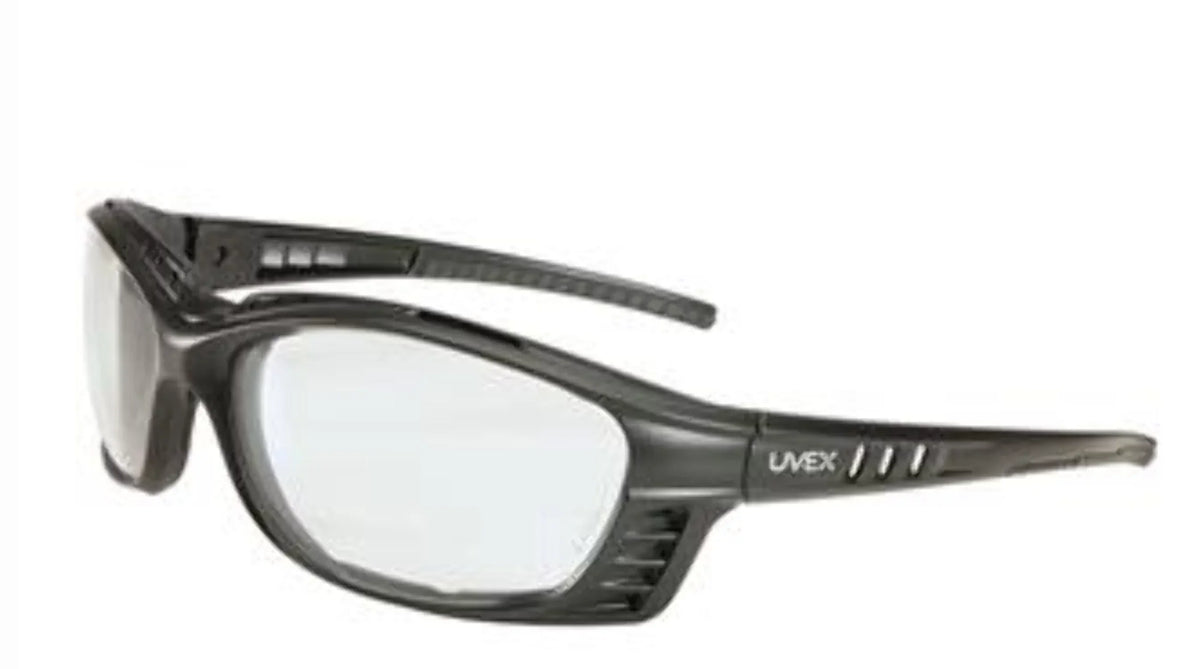 Uvex by Honeywell Livewire Safety Glasses With Matte Black Frame And Expresso HydroShield Anti-Fog Lens With Head Strap