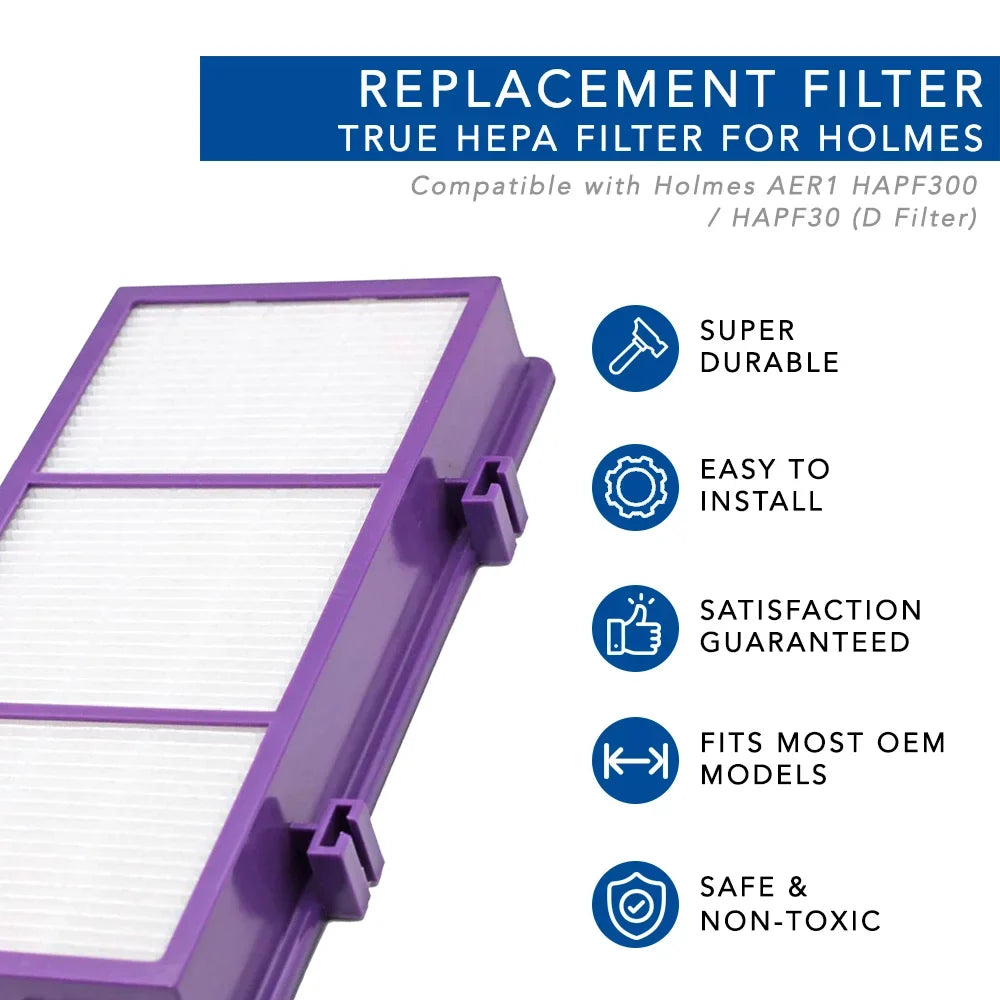 D Filter for Holmes AER1 HAPF300/HAP30 (4 Pack + 8 Pre-Carbon Sheet)