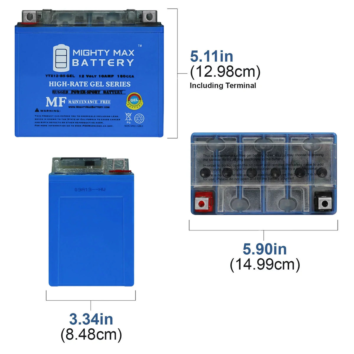 YTX12- 12V 10Ah  Replacement Battery Compatible with Suzuki -R1000 01-04 - 2 Pack