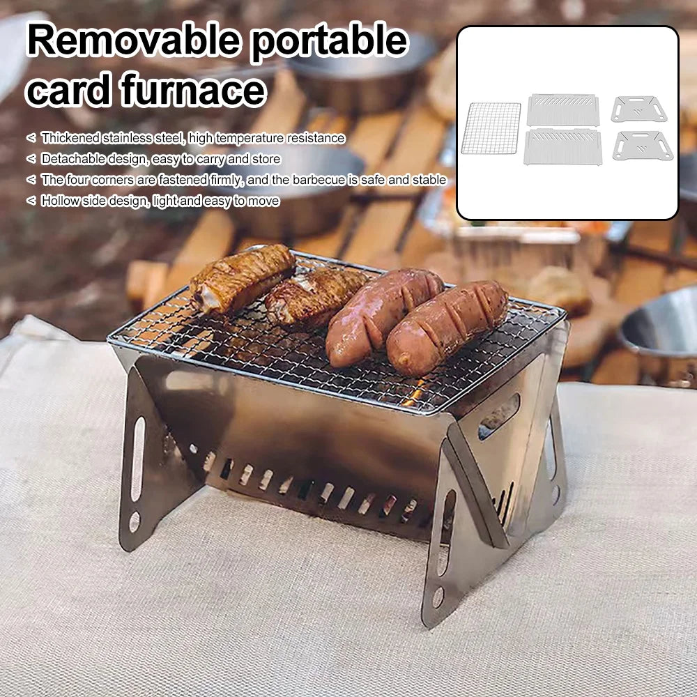 occkic Folding Charcoal Grill Portable Barbecue Grill Stainless Steel Mini  Grill for Outdoor Cooking Camping Picnic